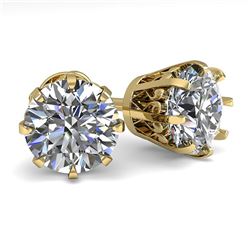 3 ctw VS/SI Diamond Stud Solitaire Earrings Vintage 18K Yellow Gold