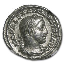 Roman Silver Denarius Severus Alexander (222-235 AD) AU NGC