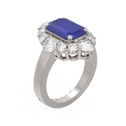 8.54 ctw Sapphire & Diamond Ring 18K White Gold