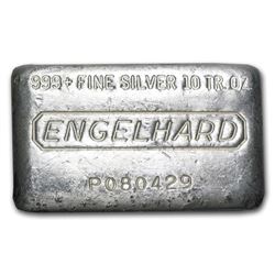 10 oz Silver Bar - Engelhard (Wide, Poured)