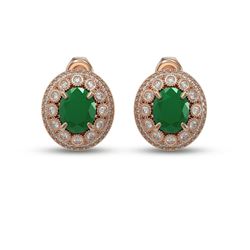 8.84 ctw Certified Emerald & Diamond Victorian Earrings 14K Rose Gold