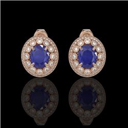 8.84 ctw Certified Sapphire & Diamond Victorian Earrings 14K Rose Gold