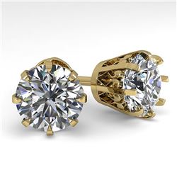 4.0 ctw VS/SI Diamond Stud Solitaire Earrings Vintage 14k Yellow Gold