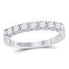Image 1 : 14kt White Gold Round Diamond Single Row Machine-set Wedding Band 1/2 Cttw