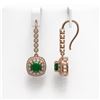 Image 2 : 5.1 ctw Certified Emerald & Diamond Victorian Earrings 14K Rose Gold