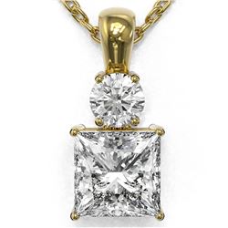 1.25 ctw Princess Cut Diamond Necklace 18K Yellow Gold