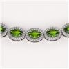 Image 3 : 31.1 ctw Peridot & Diamond Micro Pave Halo Necklace 10k White Gold