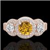 Image 2 : 2.16 ctw Intense Fancy Yellow Diamond Art Deco Ring 18k Rose Gold