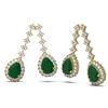 Image 2 : 15.49 ctw Emerald & Diamond Earrings 18K Yellow Gold