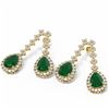 Image 3 : 15.49 ctw Emerald & Diamond Earrings 18K Yellow Gold