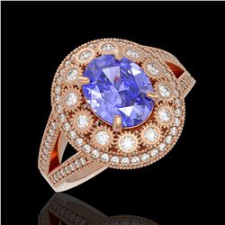 4.76 ctw Certified Tanzanite & Diamond Victorian Ring 14K Rose Gold