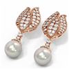 Image 3 : 4.77 ctw Diamond & Pearl Earrings 18K Rose Gold