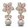 Image 2 : 3 ctw Diamond & Pearl Earrings 18K Rose Gold