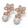 Image 3 : 3 ctw Diamond & Pearl Earrings 18K Rose Gold