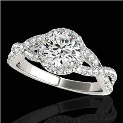 1.54 ctw Certified Diamond Solitaire Halo Ring 10k White Gold
