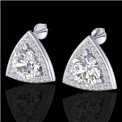 3 ctw Micro Pave VS/SI Diamond Certified Stud Earrings 18k White Gold