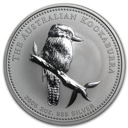 2005 Australia 2 oz Silver Kookaburra BU