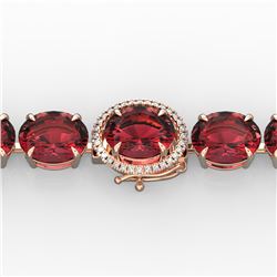 65 ctw Pink Tourmaline & Micro Diamond Bracelet 14k Rose Gold