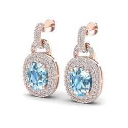 5 ctw Sky Blue Topaz & Micro Diamond Pave Earrings 14 14k Rose Gold