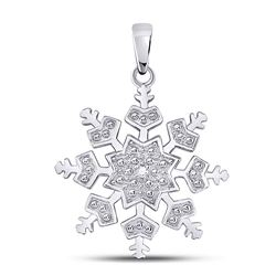 Sterling Silver Round Diamond Snowflake Fashion Pendant .01 Cttw