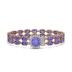 16.96 ctw Tanzanite & Diamond Bracelet 14K Rose Gold