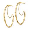 Image 2 : 14k Yellow Gold D/C with Polished Wire Hoop Earrings - 1.5x30 mm