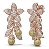 Image 2 : 3.05 ctw Diamond & Pearl Earrings 18K Rose Gold