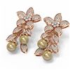 Image 3 : 3.05 ctw Diamond & Pearl Earrings 18K Rose Gold