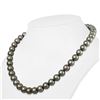 Image 1 : Dark Green and Peacock True Round Tahitian Pearl Necklace, 18"es, 9.0-9.9mm, AAA Quality