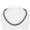 Image 2 : Dark Green and Peacock True Round Tahitian Pearl Necklace, 18"es, 9.0-9.9mm, AAA Quality