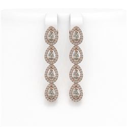 3.84 ctw Pear Cut Diamond Micro Pave Earrings 18K Rose Gold