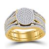 Image 1 : 10k Yellow Gold Round Diamond Cluster Bridal Wedding Engagement Ring Band Set 3/8 Cttw