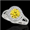 Image 1 : 1.9 ctw Certified SI/I Fancy Intense Yellow Diamond Ring 10k White Gold