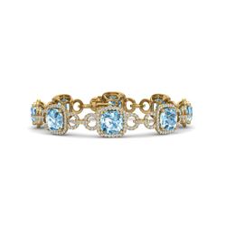 30 ctw Topaz & VS/SI Diamond Certified Bracelet 14K Yellow Gold