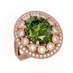 7.66 ctw Certified Tourmaline & Diamond Victorian Ring 14K Rose Gold
