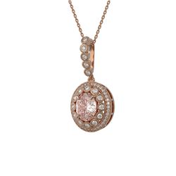 3.92 ctw Morganite & Diamond Victorian Necklace 14K Rose Gold