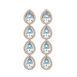 7.81 ctw Sky Topaz & Diamond Micro Pave Halo Earrings 10k Rose Gold