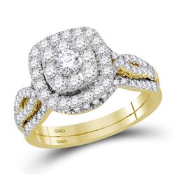 14kt Yellow Gold Round Diamond Bridal Wedding Engagement Ring Band Set 1.00 Cttw