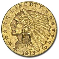 1915 $2.50 Indian Gold Quarter Eagle AU
