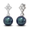 Image 2 : 1.2 ctw Diamond & Pearl Earrings 18K White Gold