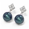 Image 3 : 1.2 ctw Diamond & Pearl Earrings 18K White Gold