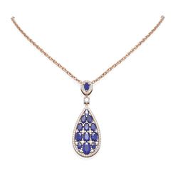 12.37 ctw Sapphire & Diamond Necklace 18K Rose Gold