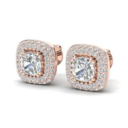 2.16 ctw Micro Pave VS/SI Diamond Earrings Halo 14k Rose Gold