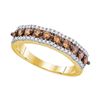 Image 1 : 10kt Yellow Gold Round Brown Diamond Band Ring 5/8 Cttw