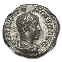 Roman AR Denarius Emperor Elagabalus (218-222 AD) AU NGC