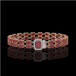 19.07 ctw Ruby & Diamond Bracelet 14K Rose Gold