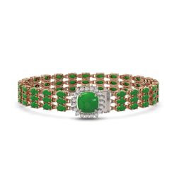 20.93 ctw Jade & Diamond Bracelet 14K Rose Gold