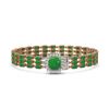 Image 1 : 20.93 ctw Jade & Diamond Bracelet 14K Rose Gold