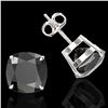 Image 2 : 12 ctw Cushion Black Diamond Designer Earrings 18k White Gold