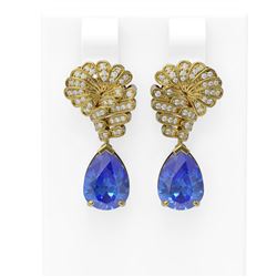 6.73 ctw Tanzanite & Diamond Earrings 18K Yellow Gold